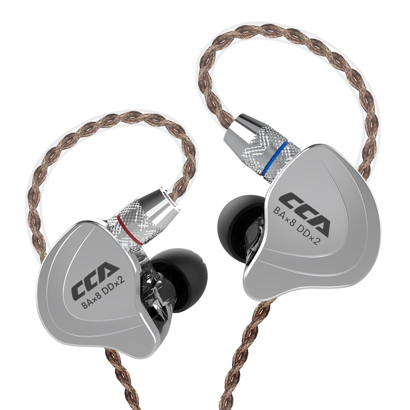 CCA C10 4BA+1DD Hybrid In Ear Earphone Hifi Dj Monito Running Sports Earphone Cable 10 Drive Unit Headset Noise Cancelling: Black No Mic