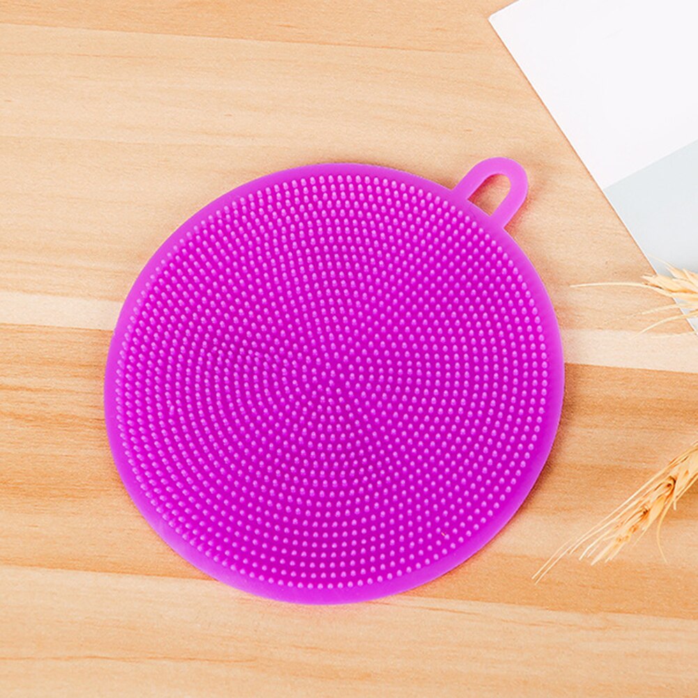 Silicone plat éponge antibactérien cuisine épurateur légumes fruits brosse nettoyage éponge plat lavage brosse Pot porte-casserole: VIOLET