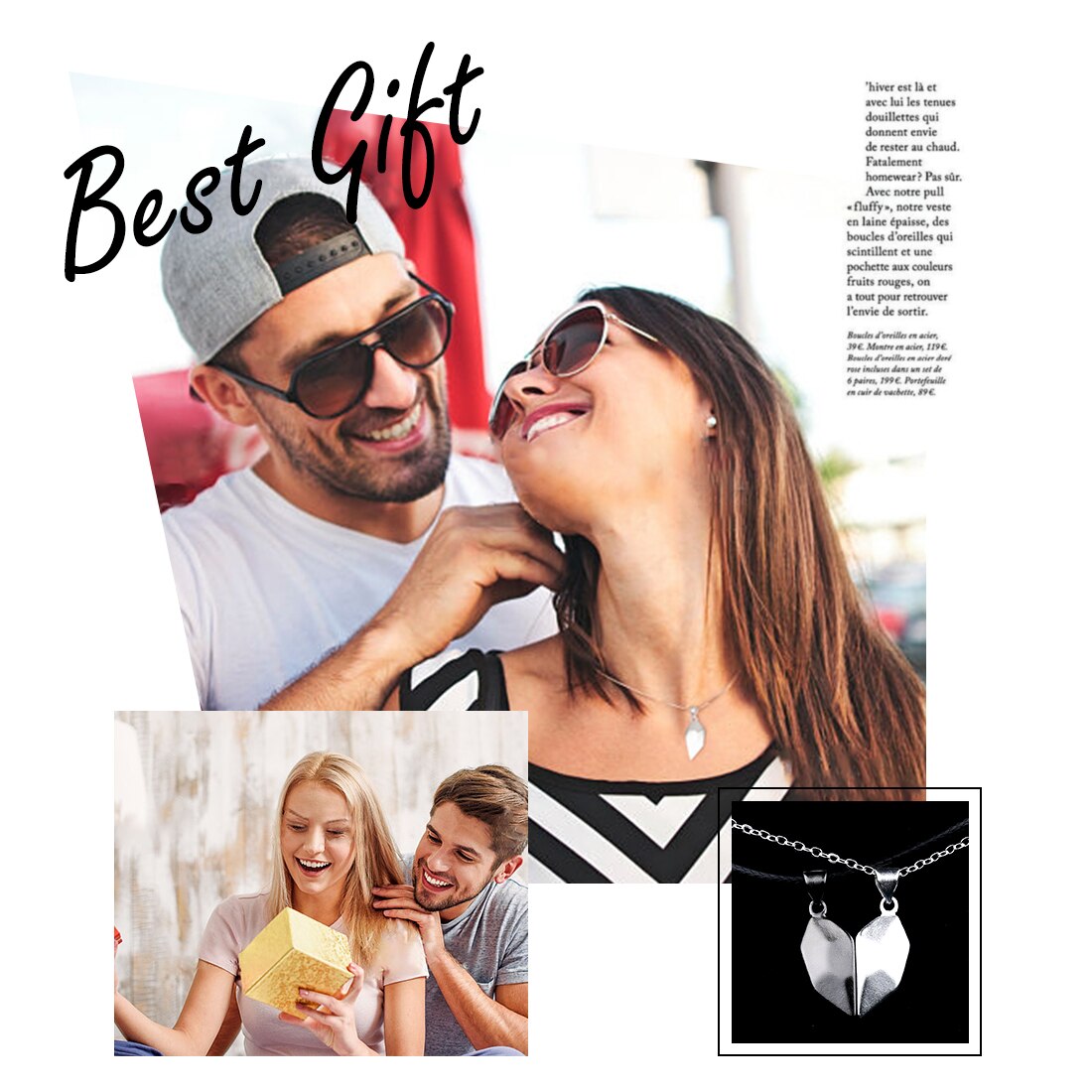 Collar magnético en forma de corazón para parejas, colgante de amor, joyería para pareja, de cumpleaños
