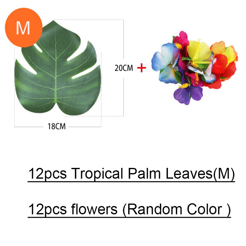 Decoración de hojas de palmera Tropical, decoración de boda, planta de Selva Verde, luau Hawaiano, en casa, 12 piezas: M Leaf And Flower