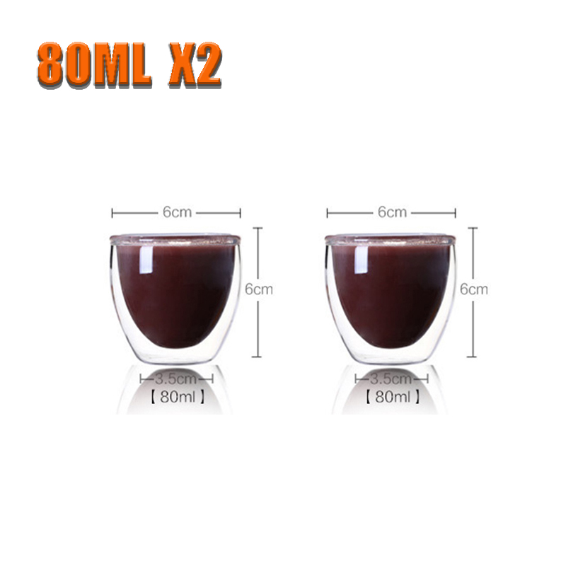 80ml doble kopper gjennomsiktige håndlagde varmebestandige tedrikkekopper mini whiskykopp 100 celsius espresso kaffekopp: B