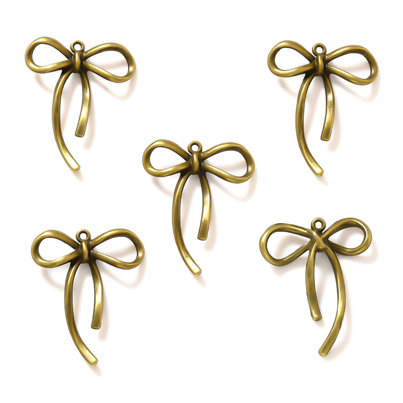 20 sztuk 5 kolorów mała kokardka węzeł Charms na bransoletkę naszyjnik wisiorek tworzenia biżuterii rękodzieło diy materiały 20*25mm N1177: Antyczny, platerowany brązem