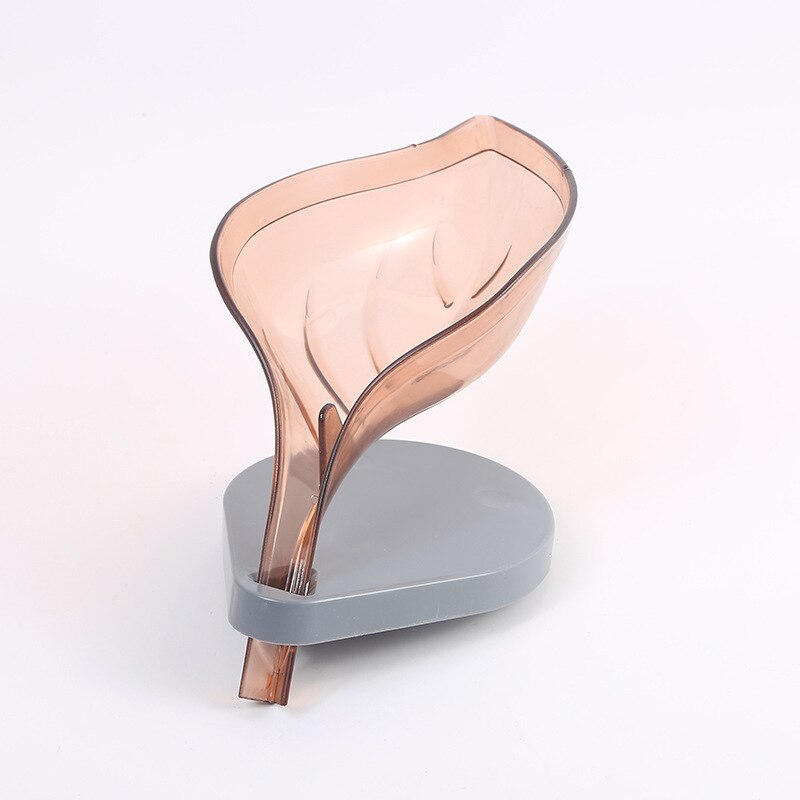 Såpeholder såpeskål oppbevaringsboks avløp baderomsorgan såpebrett sugekopp tørr bladform hjemmedekorasjon: Kaffe b