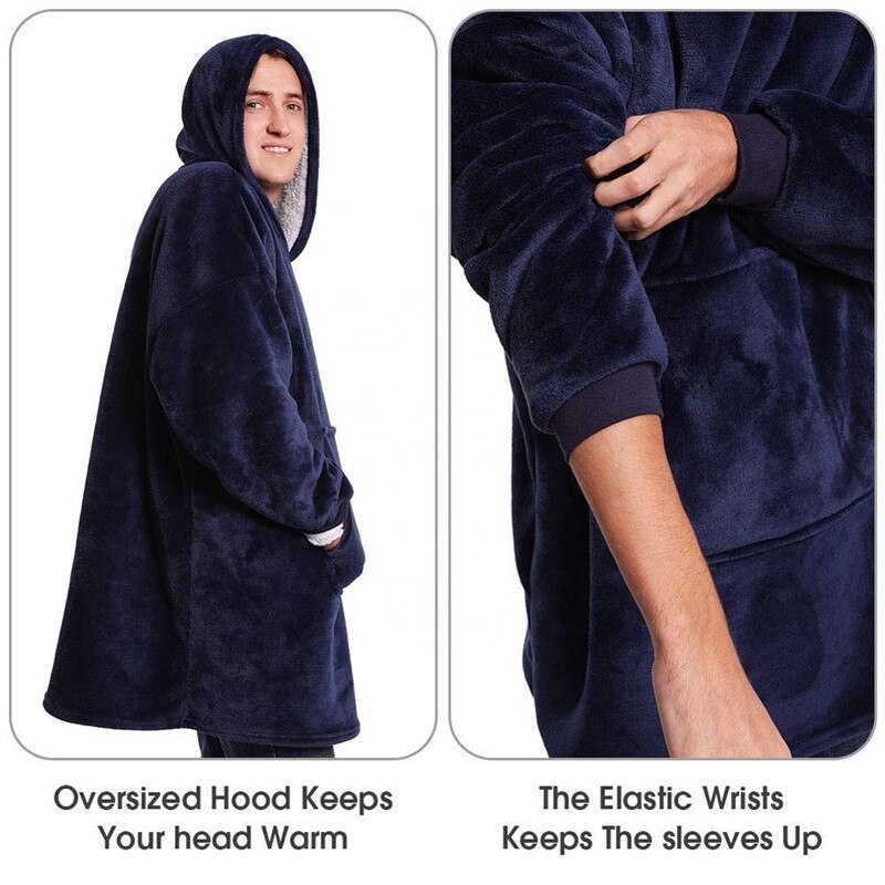 Zachte Deken Winter Warme Dikke Tv Hooded Trui Deken Met Pocket Fleece Giant Deken Hoodies Sweatshirts Vrouwen Kleding