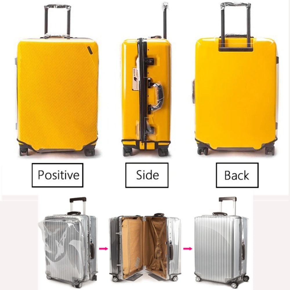 Capa de mala transparente em pvc, sem necessidade de desmontagem, resistente ao desgaste, à prova de poeira, acessórios de viagem à prova d'água