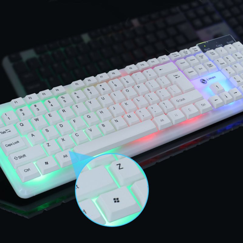 LED Light Gaming Mechanical Feel Keyboard and Wired Mouse Combo Set for Computer PC