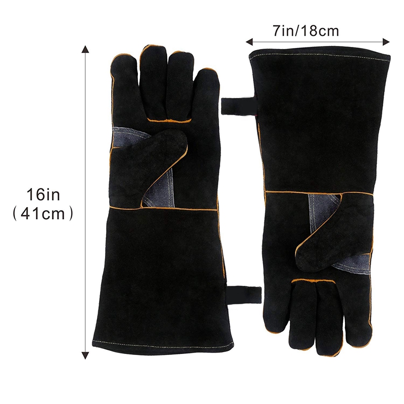 extrem Wärme & Feuer Beständig Handschuhe Leder mit Nähte, Handschuhe Perfekt für Kamin, Herde, Ofen, Grill, Schweißen, Bbq, Mig, Topf Holde