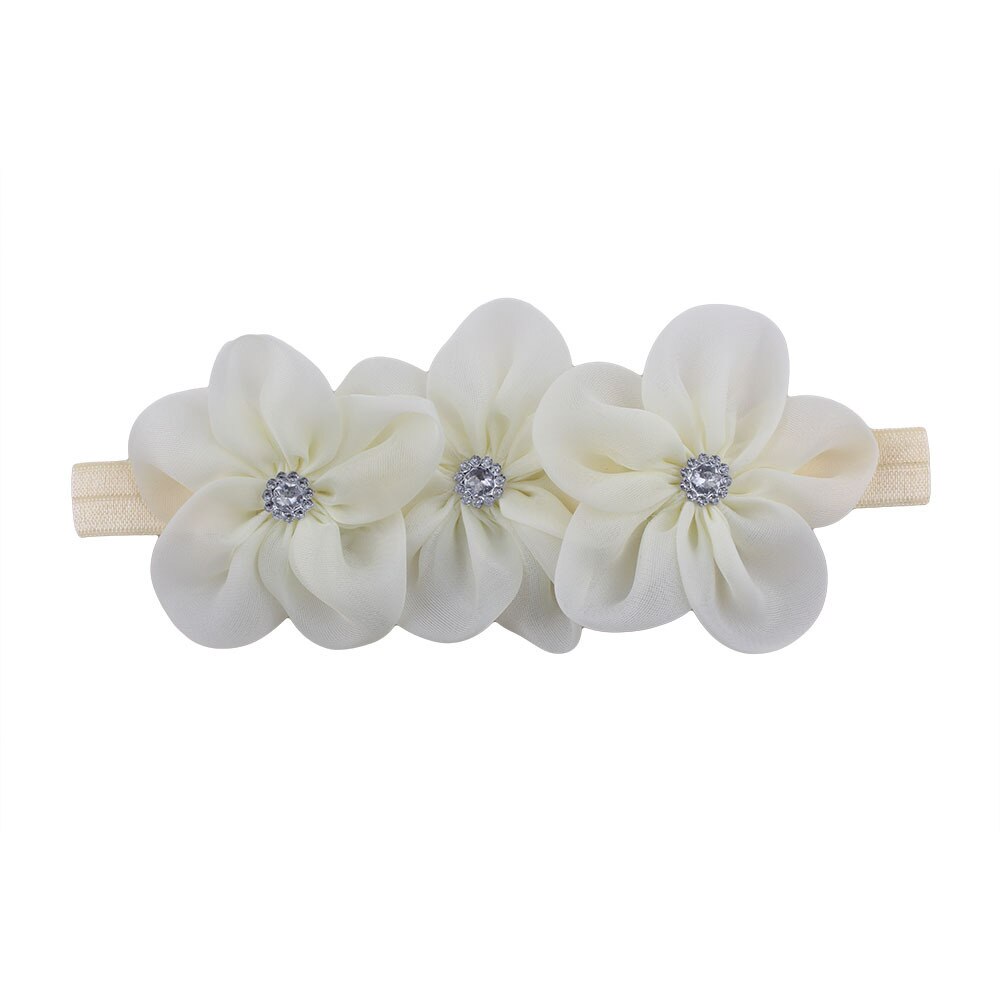 Ribbon Pearl Diamond Hairband Newborn Hair bands Sewing 3 Flowers Headband Kids Hair Accessories for Girls: A