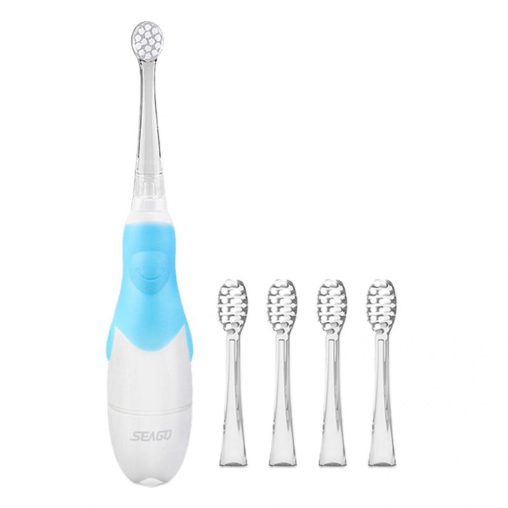 Children Sonic Electric Toothbrush Battery Power LED Light Smart Timer Waterproof IPX7 Replaceable Dupont Brush Head