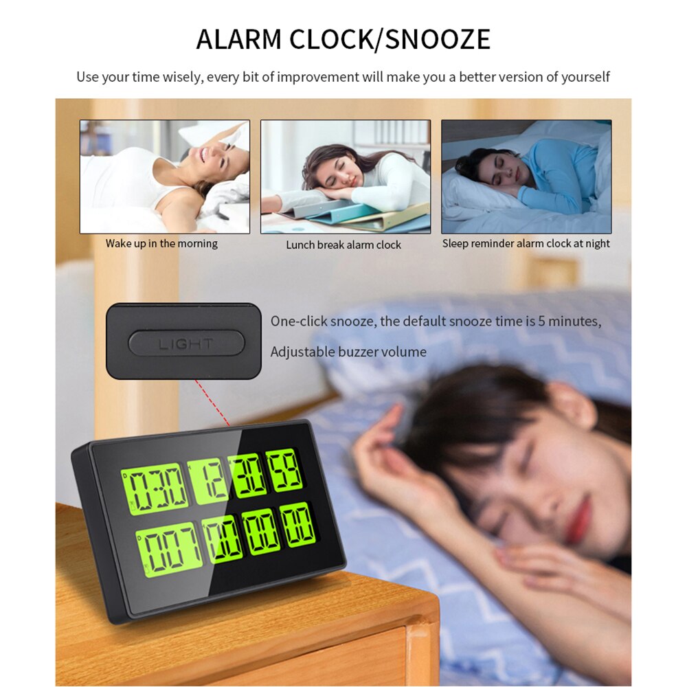 Dual Channel Timer Multifunction Digital Kitchen Timer Incubation Timepiece Alarm Clock with Snooze Large Display Magnetic Back