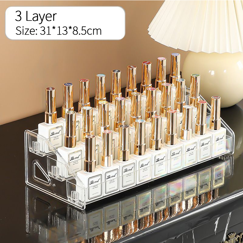 3/4/5/6/7 Lagen Acryl Nagellak Display Organizer Uv Gel Plank Snel Te Installeren Cosmetische Rek Sieraden Stand Manicure Opslag: Black