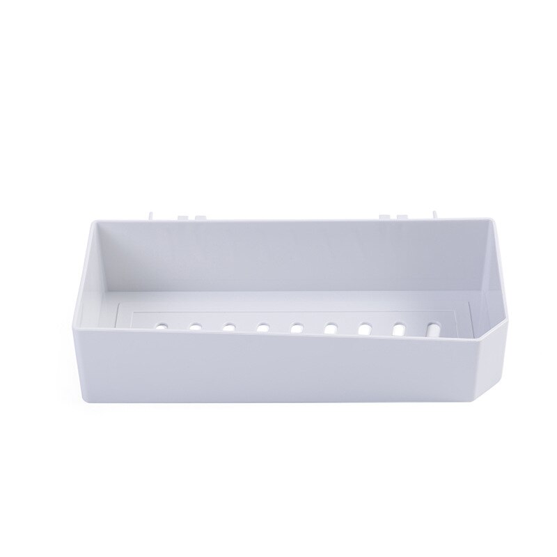 Badeværelse hylde wc shampoo holder bruser hylder vægmontering køkken opbevaring kurv kosmetisk rack hjem arrangør bad tilbehør: Hvid