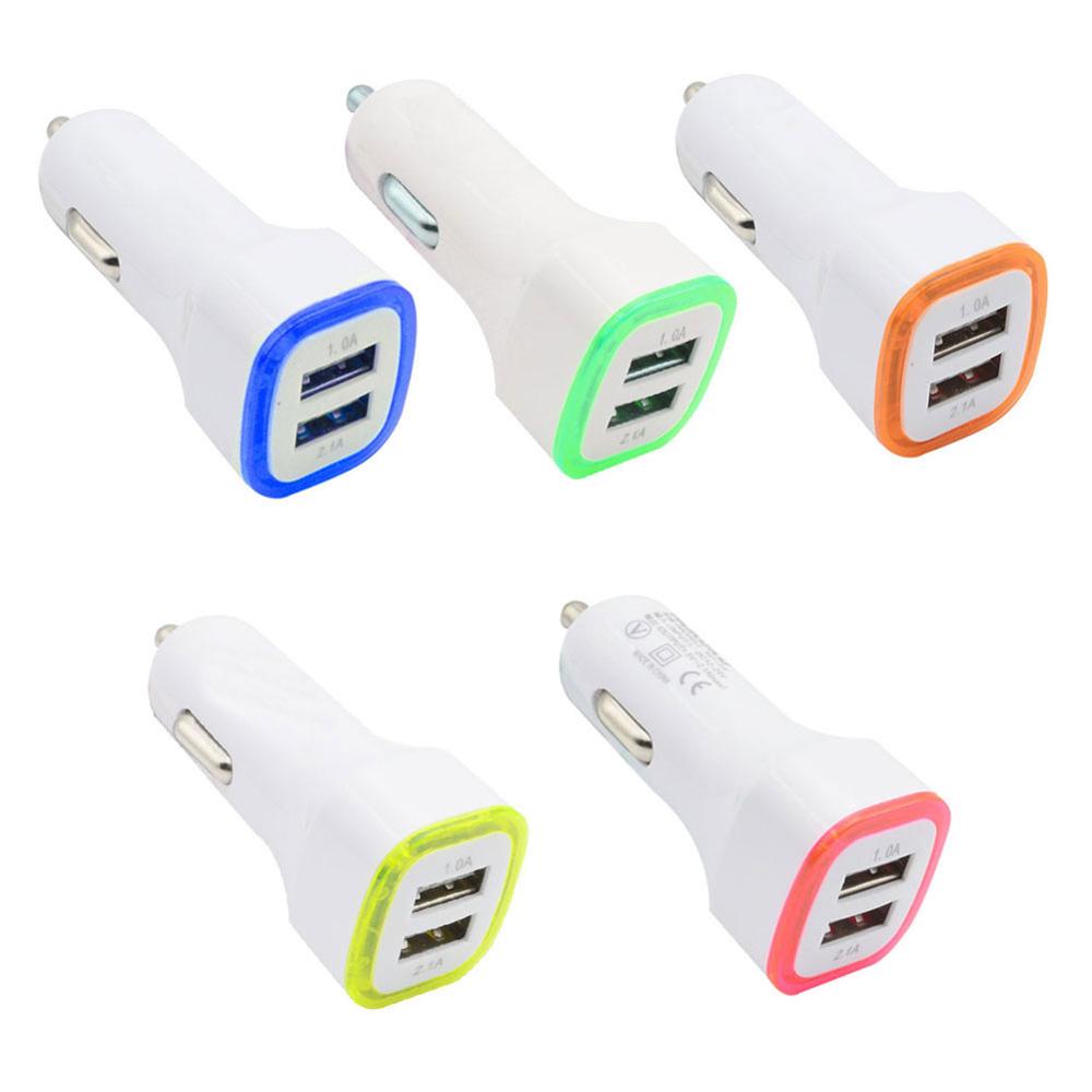 Universal LED Dual USB 2.1A+1.0A Car Charger 2 Port Adapter Cigarette Socket Lighter Mini Mobilephone Car Charger For Cell Phone