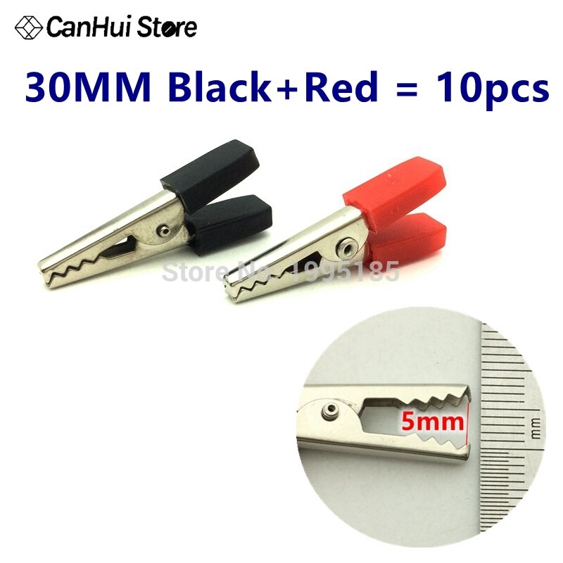 10 stk imc 30/45/50mm plasthåndtak testprobe metallkrokodilleklemmer: 30mm rød-svarte 10 stk