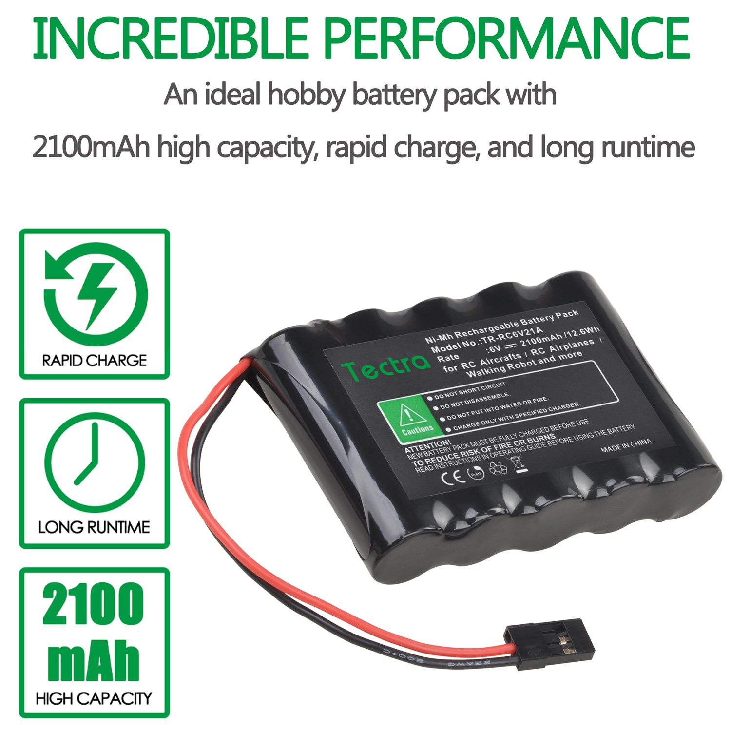 Paquetes de baterías NiMH RC de 6V y 2100mAh con conector Hitec para aviones RC y Robot para caminar, batería recargable de alta capacidad
