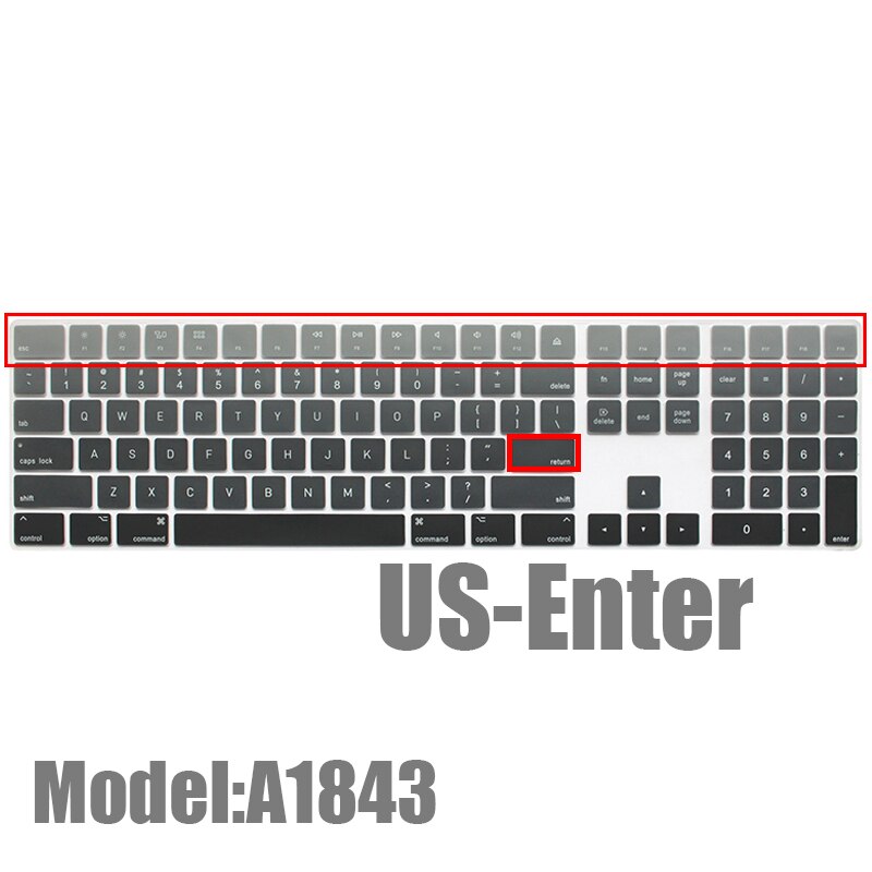 Silicone Keyboard Cover Keypad Skin Protector For Apple Magic Keyboard with Numeric Keypad A1843 MQ052LL/A MB110/B A1243 Imac: A1843 US Gray