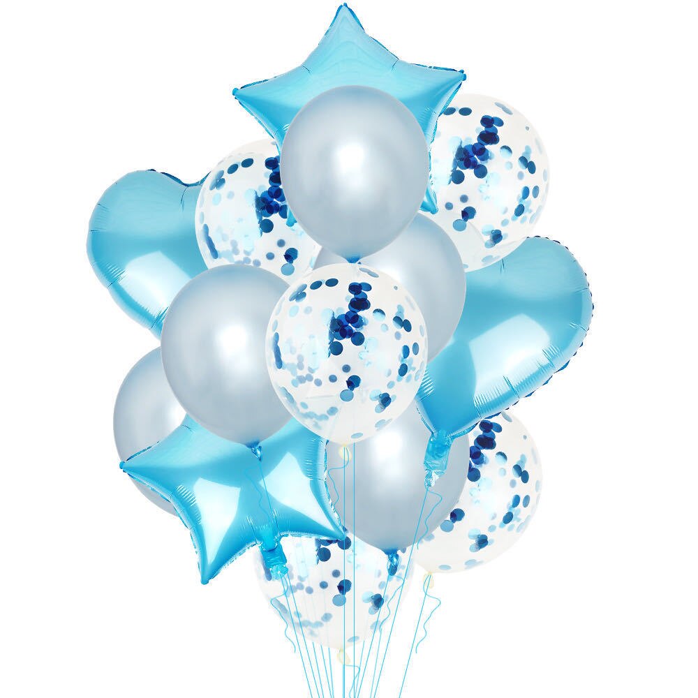 14 stk/sæt 18 tommer hjerte stjerne folie balloner 12 tommer latex konfetti helium air ball globo multifarvet bryllup fødselsdagsfest forsyninger