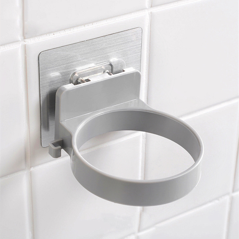Hair Dryer Holder Blower Organizer Adhesive Wall Mounted Nail Free No Drilling Stainless Steel Spiral Stand Storage For Bathroom