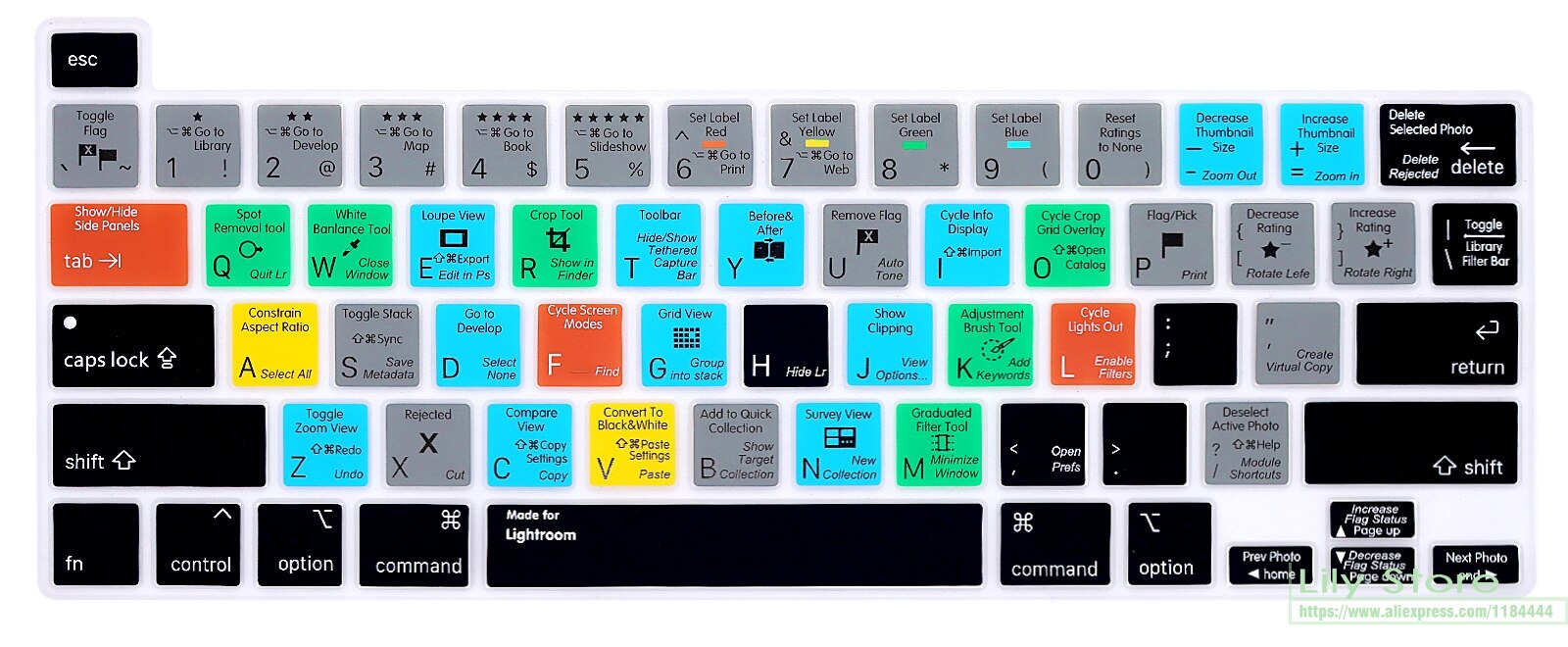 Keyboard Cover Skin for MacBook Pro M1 13 inch A2289 A2251 A2338 for MacBook Pro 16" A2141 Lightroom Shortcut Hotkey: Default Title