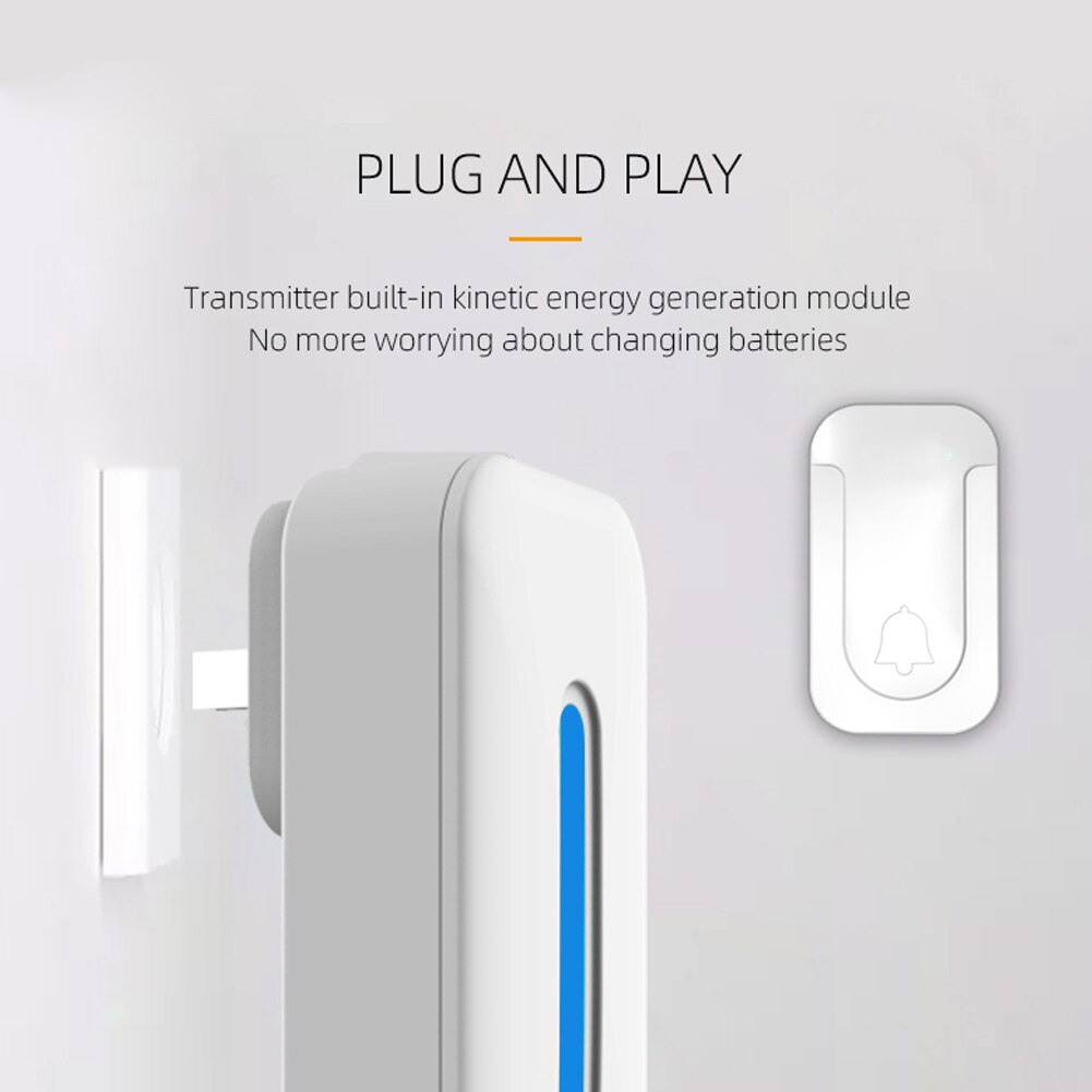 ML-A2 Self Powered Wireless Doorbell Waterproof Smart Door Bell 100m Remote US EU Plug Home Security Protection Accessories