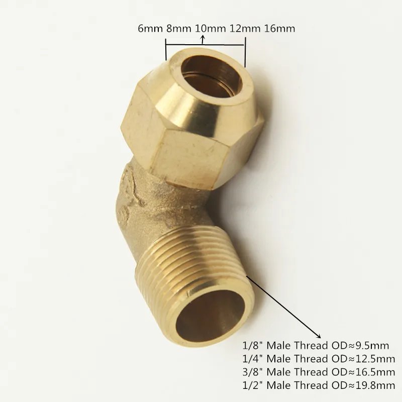 Copper flared joint elbow connection 1 / 8 "1 / 4" 3 / 8 "1 / 4" external thread brass fittings copper flared joint