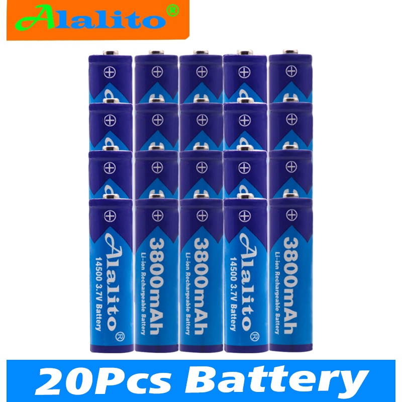 Alalito Aa 14500 3800 Mah 3.7 V Lithium Ion Oplaadbare Li-Ion Batterij Batterijen En Led Zaklamp,