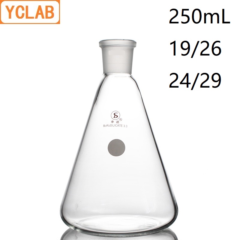 Yclab 250 Ml 19/26 E 24/29 Beuta Vetro Borosilicato 3.3 a Terra standard Bocca Conico Triangolo Mediche di Laboratorio