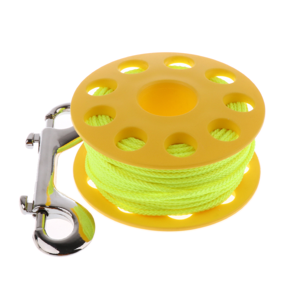 Lichtgewicht Plastic Duiken Snorkelen Wreck en Grot Vinger Spool 30m Guide Line Reel met Double Ended Bolt Snap