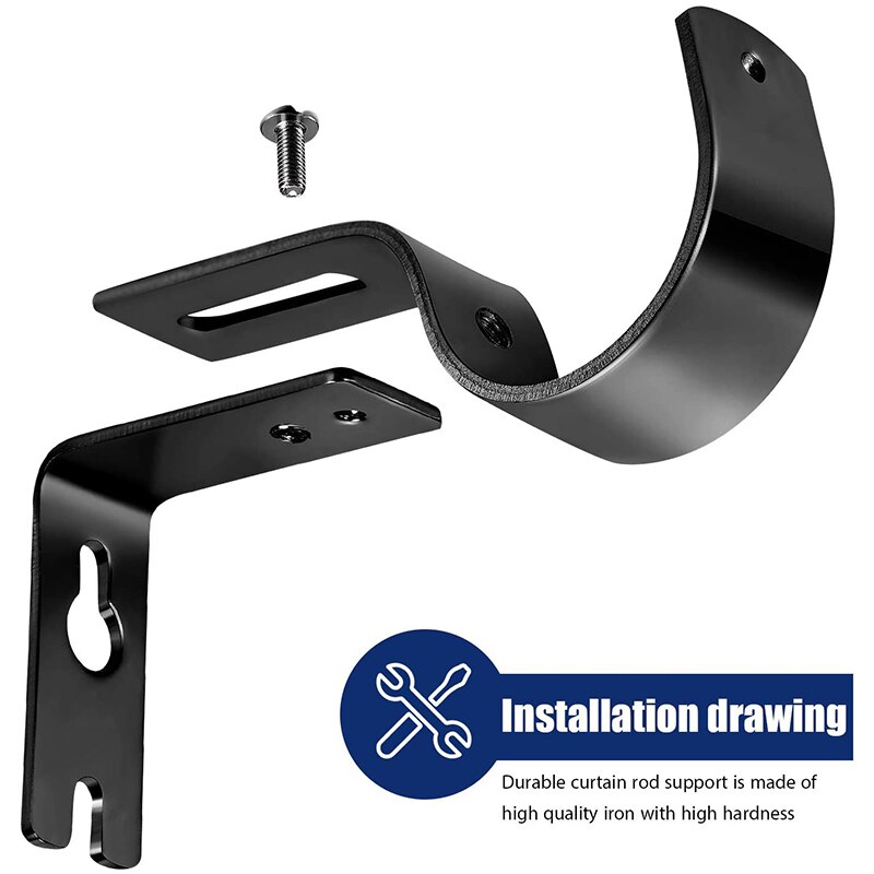 6 Pieces Curtain Rod Brackets General Adjustable Curtain Brackets Valance Support Holders Curtain Rod Holder Wall Hooks