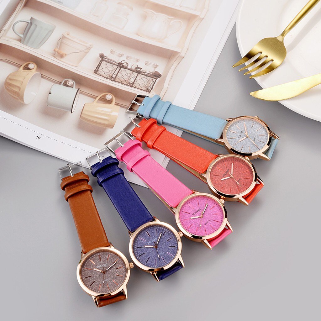 Exquisite Vrouwen Horloges Yolako Dames Quartz Horloge Rose Goud Lederen Vrouwen Horloges Dames Montre Femme Relogio