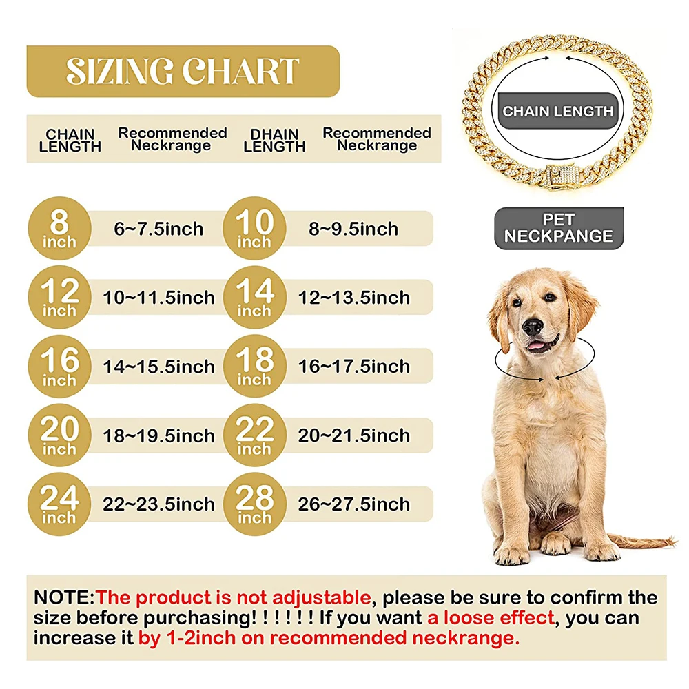 Strass Hond Ketting Kraag Metaal Sterk Goud Cubaanse Link Hond Ketting Luxe Diamant Puppy Kat Kraag Hond Sieraden Accessoires