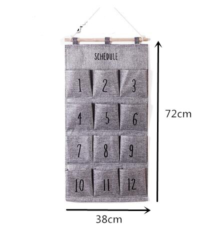 Multifunktionel 8 - 12 lommer hængende opbevaringstaske låge bag vægmonterede hjem diverse skab organizer tasker.: E