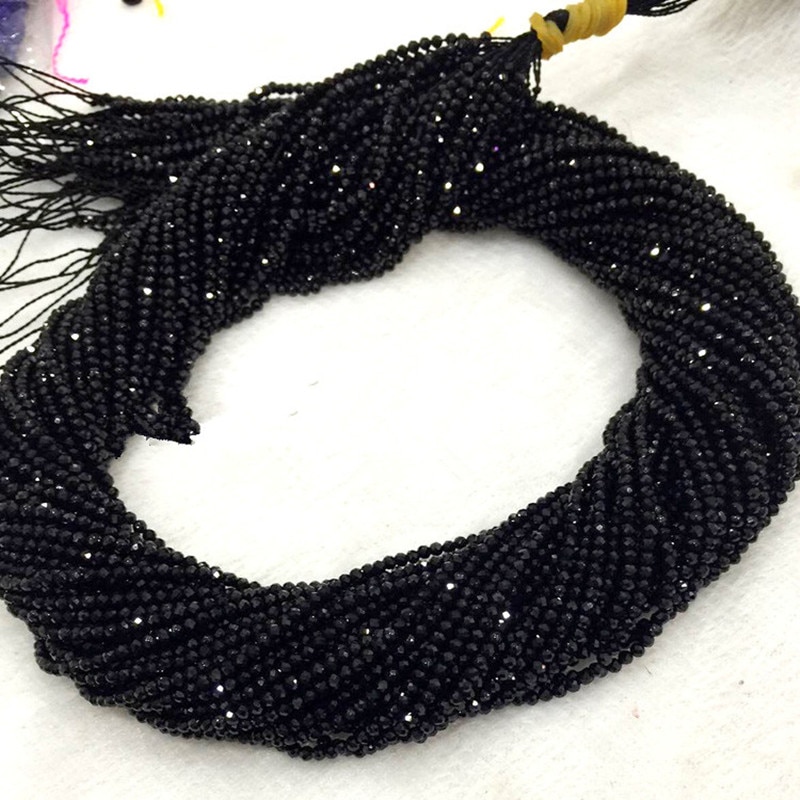Branelli allentati nero spinello sfaccettato rotondo 2/3/4/5/6 millimetri 14 "per il FAI DA TE monili che fanno FPPJ commercio tutto'ingrosso perline natura gioiello di pietra