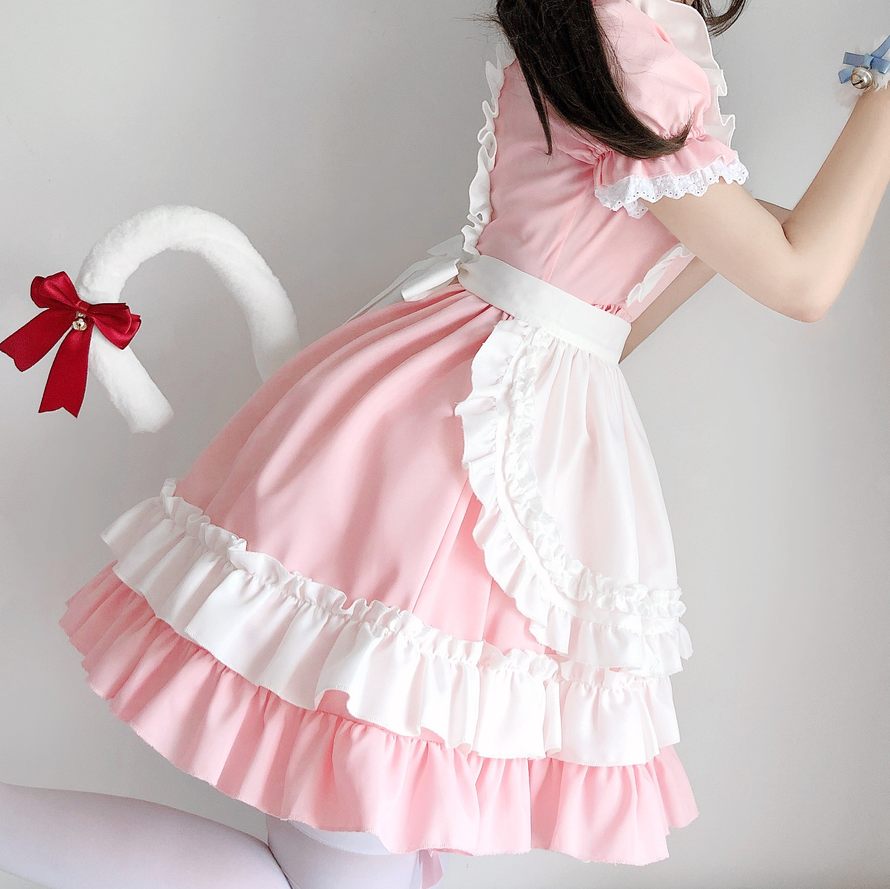 Collection de Lolita douce pour femmes, tenue de princesse, Costume Kawaii, Cosplay, noir et blanc, rose