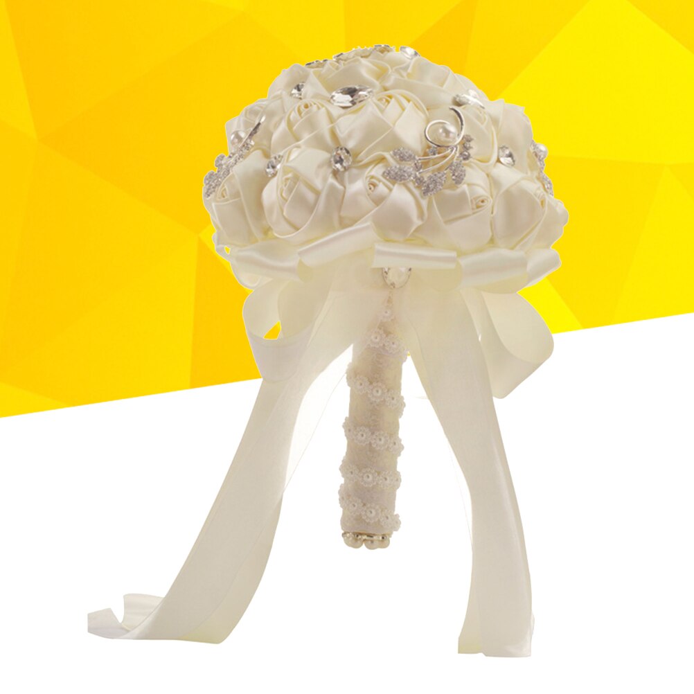 Bruid Bruiloft Boeket Satijnen Lint Bruidsboeket Kunstbloemen voor Wedding Party