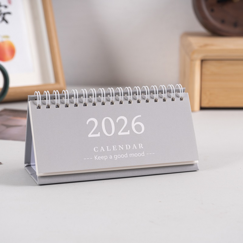 Simple Style English Mini Desk Calendar Desktop Display Portable Calendar Desktop Decoration Handmade Diary: light yellow
