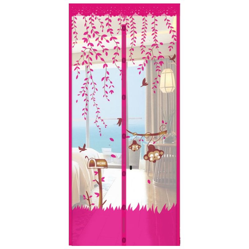Mesh dør gardin magnetiske gardiner håndfri anti myg insekt flue bug gardin net automatisk lukning blomsterskærm køkken: Rosenrød / 100 x 210cm