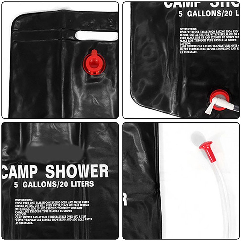 koopsmate Portable Solar Powered Camping Shower Heated 20L Bucket LED Light USB Charging 8 Spray Modes Thermometer for Hiking/Backpacks, Camping, Travel, Pets, Flowers Watering