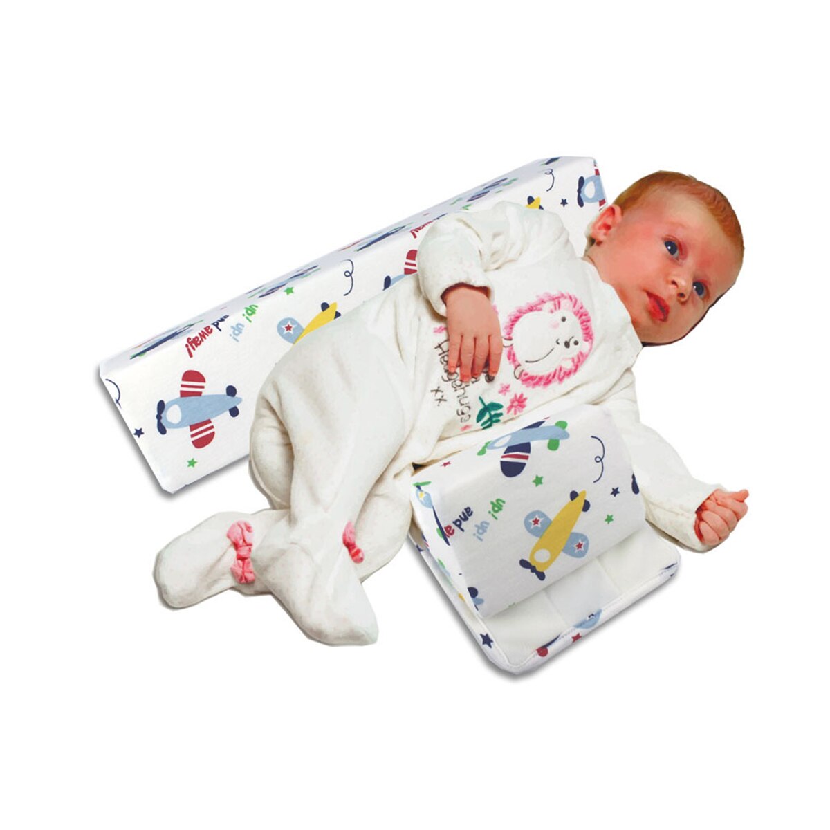Mjukt babystöd tecknad tryck svamp stoppning lång-kort kudde med justerbar matta för spädbarn pojkar / flickor 0-6 månader
