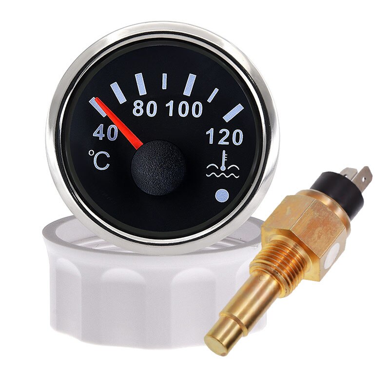 40-120 ℃ Water Temp Gauge Temperatuur Sensor Auto Vrachtwagen Boot Moto Meter Voertuig Indicator Met Rode Backlight
