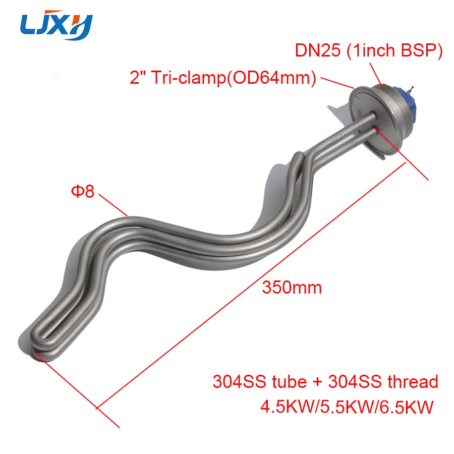 Ljxh 2 tommer (64mm)  tri klemme el-varmeelement varmeelement til bryggeutstyr  dn25 1 tommer bsp tråd 240v 4.5 kw 5.5 kw 6.5kw