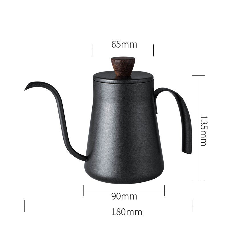 Stainless steel hand punch coffee pot with lid dripping gooseneck watering can long mouth coffee pot teapot-400ml
