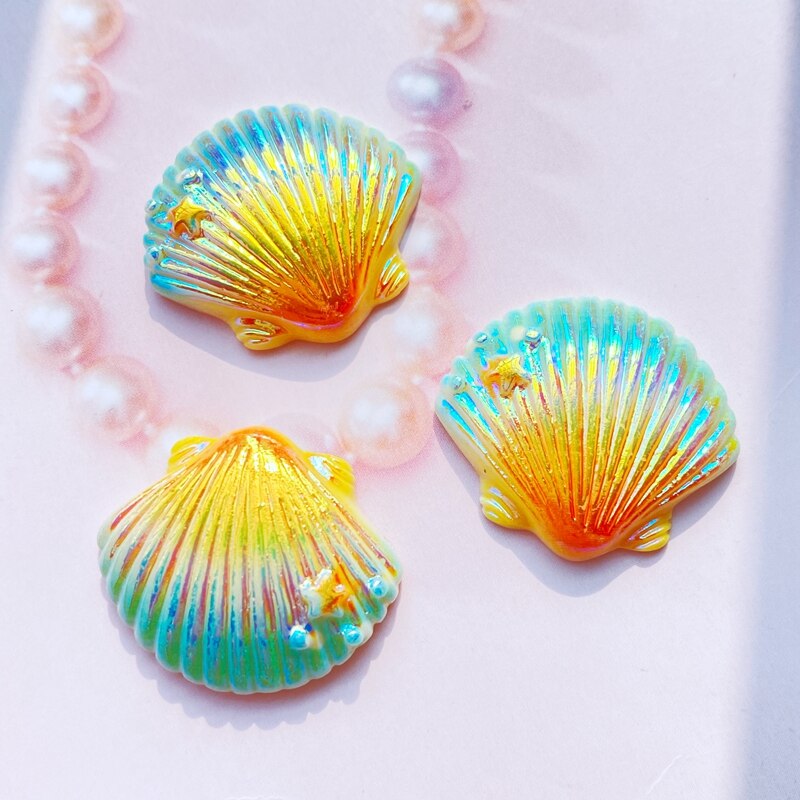 8Pcs Mini Mooie Gekleurde Schelpen Plat Hars Art Supply Decoratie Charm Craft Haar Boog Accessoires H550: D