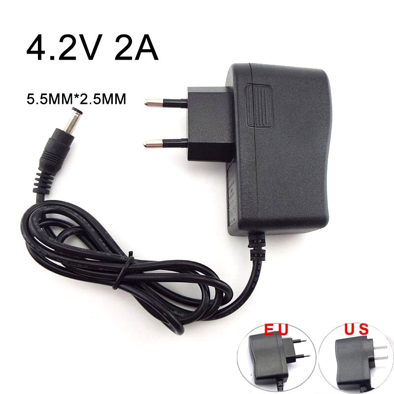 4.2V 2A DC Adapter Power Supply Charger 5.5MM*2.5MM 110-220V for 18650 Lithium Battery Strip LED TV Box EU US Plug