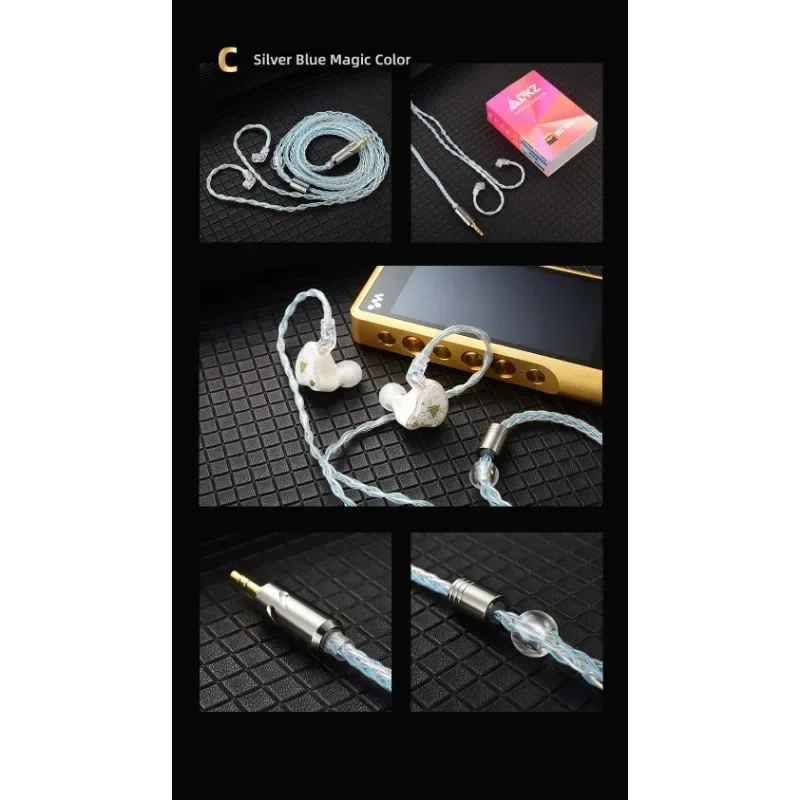 QKZ T1 8-adriges TC versilbertes Hifi-Kopfhörer-aktualisieren-Kabel MMCX/2Stift-Anschluss zur Verwendung für QKZ ZXN ZXT ZXD ZX2 ZAX2 ZX1 ZX3