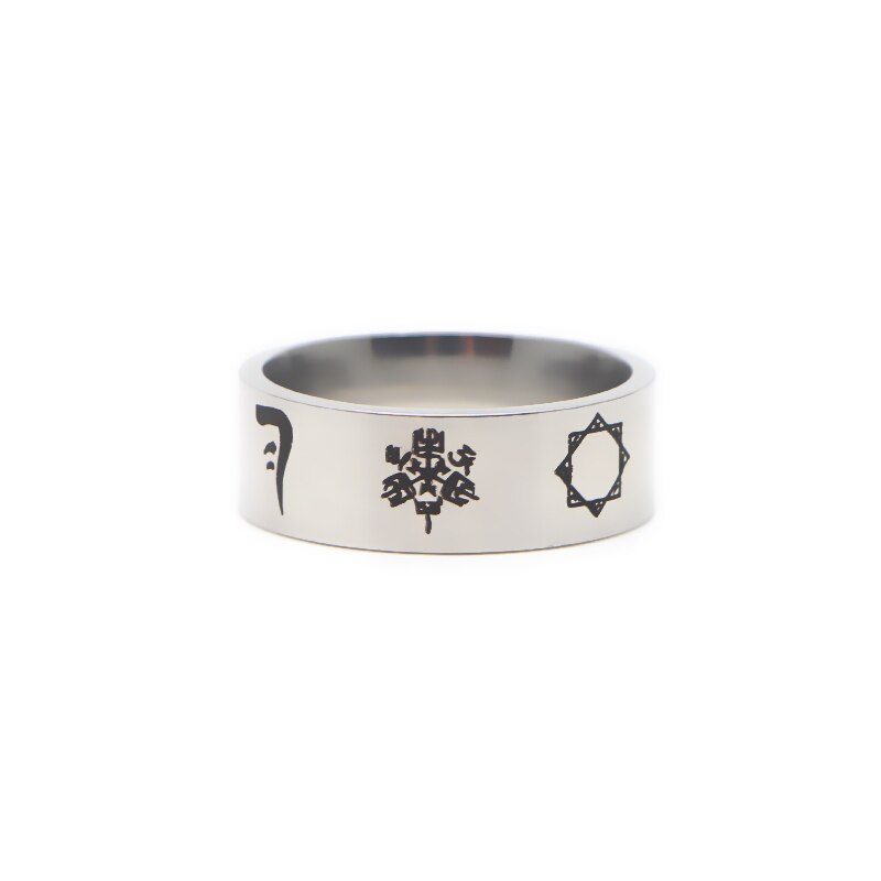 V297 runen amulet herenring supernatural tv-serie roestvrijstalen ring voor heren: 12 / Zilver