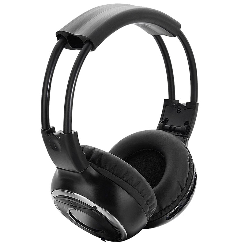 XTRONS Casque Sans Fil IR Double Canal Stéréo Infrarouge Avec Émetteur Intégré - Noir