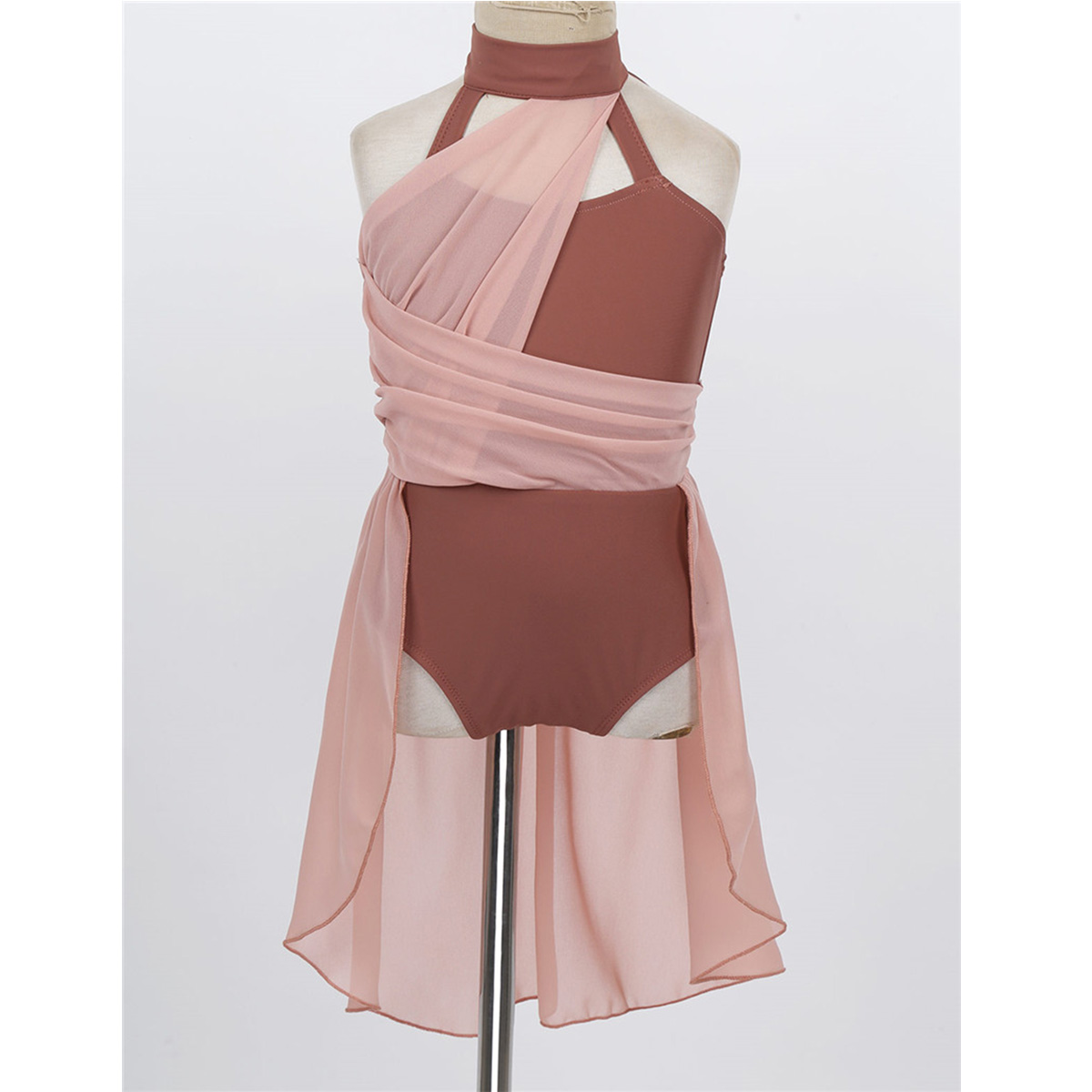 Mädchen Ballett Kleid freundlicher lyrisch tanzen Kostüm Geraffte Chiffon Mieder eingesperrt Zurück tanzen Trikot Kleid Eislaufen Kleid Dancewear