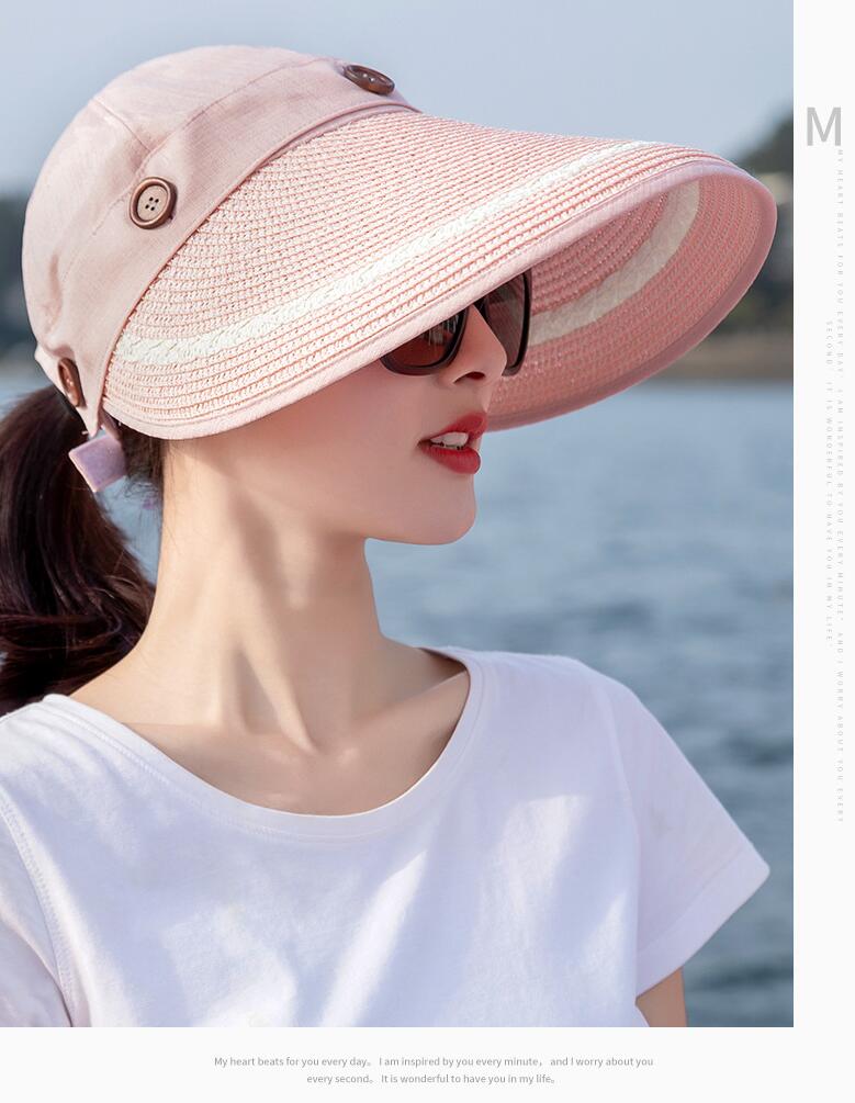 1pcs/lot korean style woman casual patchwork sun cap female beach large brim sun cap: 1