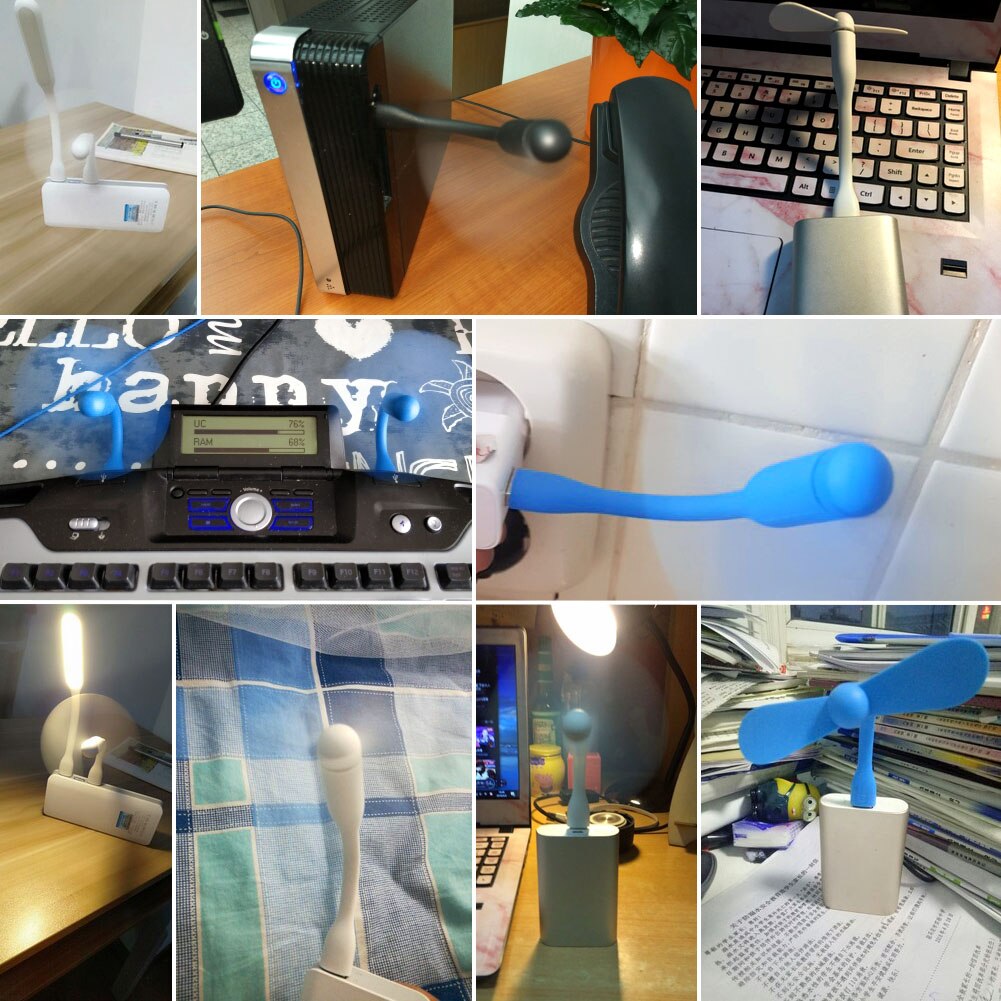 Joustava 5v värinen mini usb tuuletin + usb led lamppu valo muovi tableteille kannettaville virtapankit micro usb 2.0 portilla